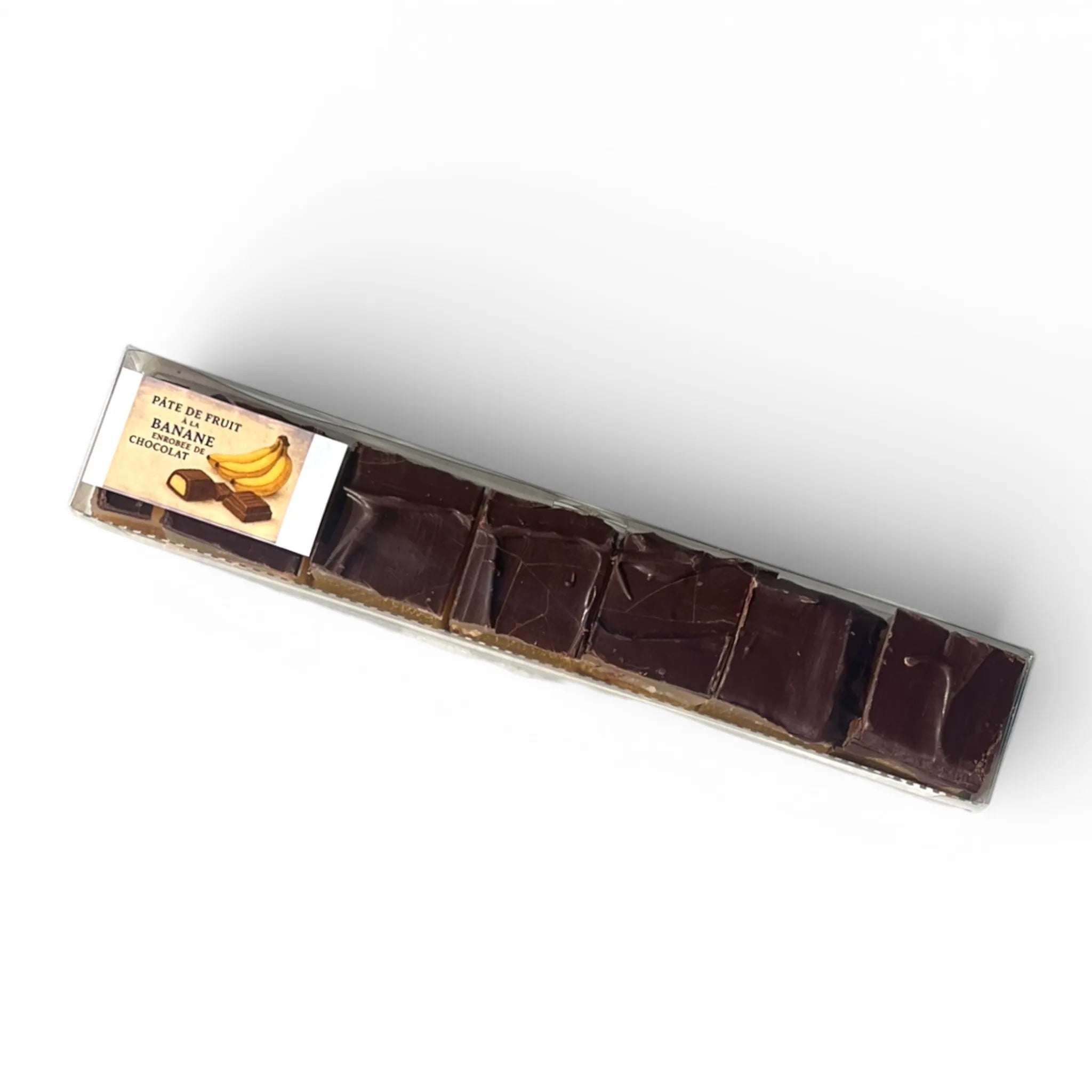 Pâte de fruits Banane enrobée de chocolat noir Tuma Yellow 70 %